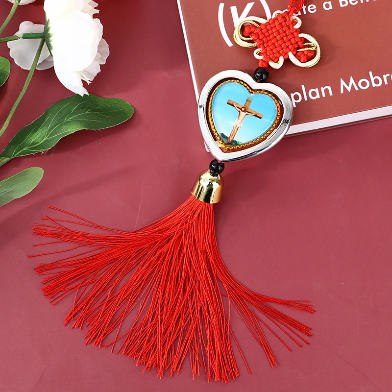 

Car Pendant Jesus Cross Virgin Mary Picture Hanging Christian Automobiles Decor