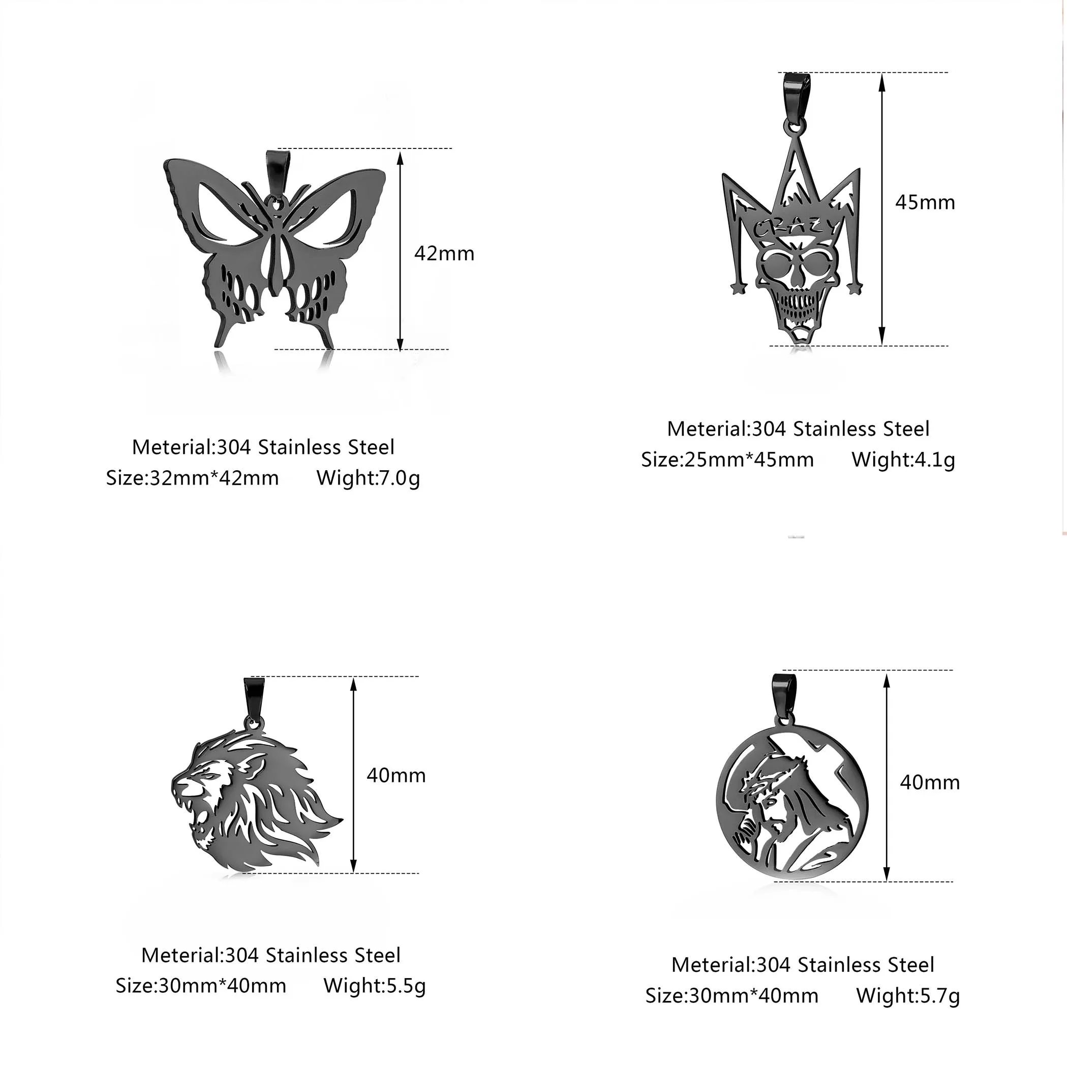 Stainless Steel  New Jesus Lion Butterfly Skull Pendant DIY Gold Hollow Charm Necklace  Bracelet Jewelry Handmade Accessories