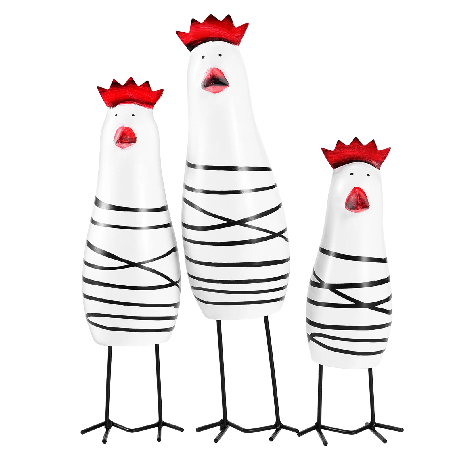 

3 Little Happy Chick Sculptures Free- Stand Chicken Statue Chick Statue Chicken Figure Ornament