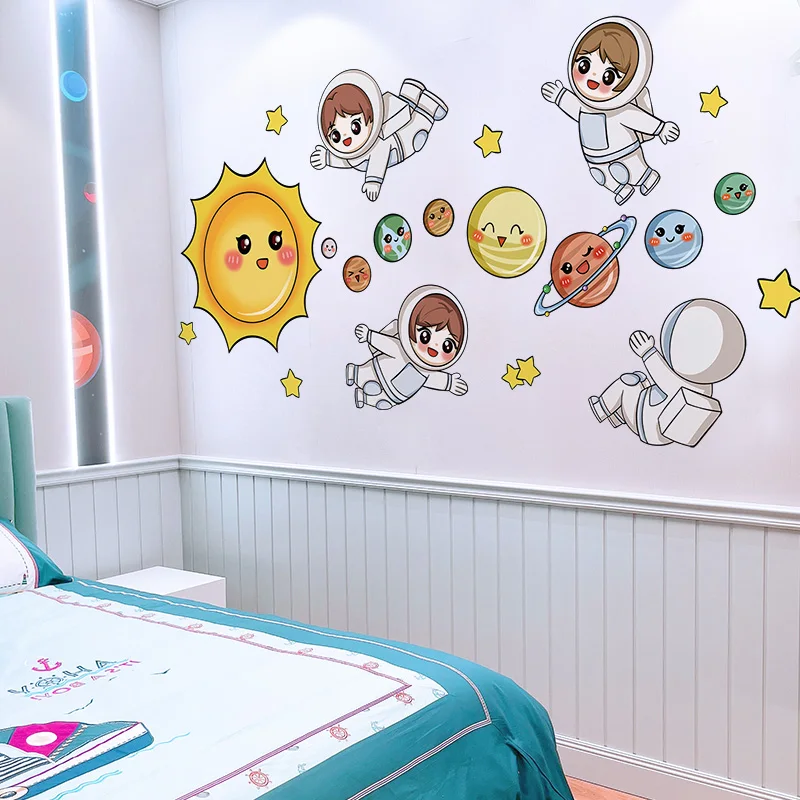 

Astronauts Wall Stickers Vinyl DIY Stars Planets Wall Decals for Kids Rooms Baby Bedroom Children Nursery Home Decoration