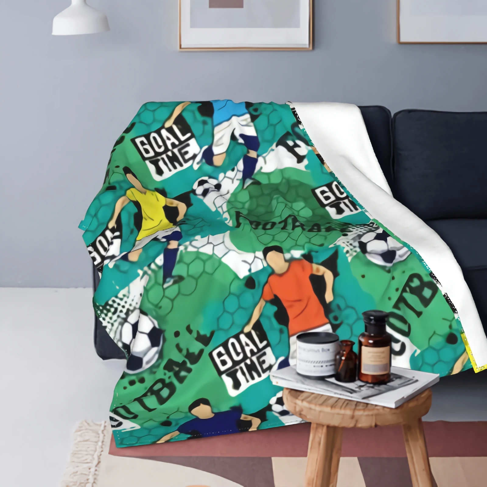 

Football Soccer Balls Flannel Throw Blanket Soccer Sport Athletes Super Soft Fleece Plush Blanket