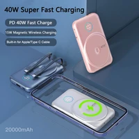15w magnetic qi wireless charger power bank 20000mah for iphone 12 series 40w fast charging for huawei samsung xiaomi poverbank
