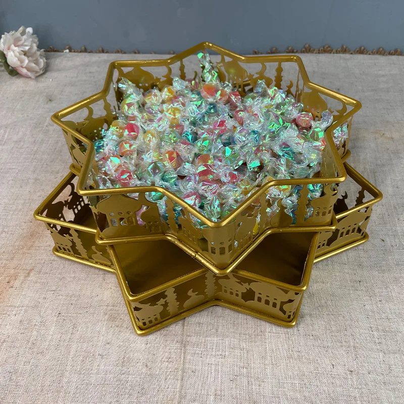 

Ramadan Candy Fruit Tray Eid Mubarak Decorations Dessert Cupcake Dinner Plate Trays for Muslim Eid Al-Fitr Home Party Supplies