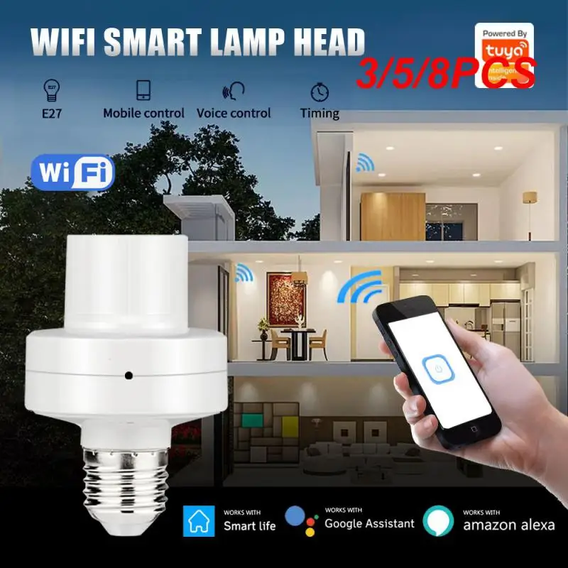 

3/5/8PCS Hands-free Voice Control Wireless Smart Lamp Holder 90-250v Light Bulb E27 E26 Wifi Smart Light Bulb Adapter Smart Home