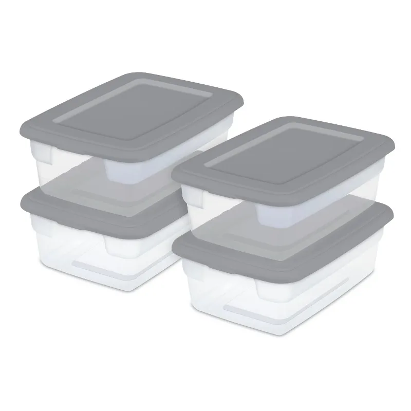 

Sterilite 3 Gallon Plastic Storage Box, Gray and Clear, 16 Count