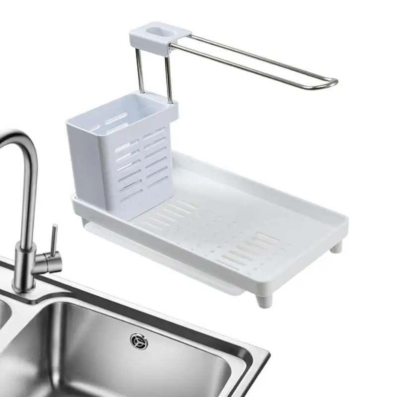 

Sponge Holder For Kitchen Sink Kitchen Over Sink Organizer With Towel Hanger Slim Drain Basket Multifunctional Colander Rack