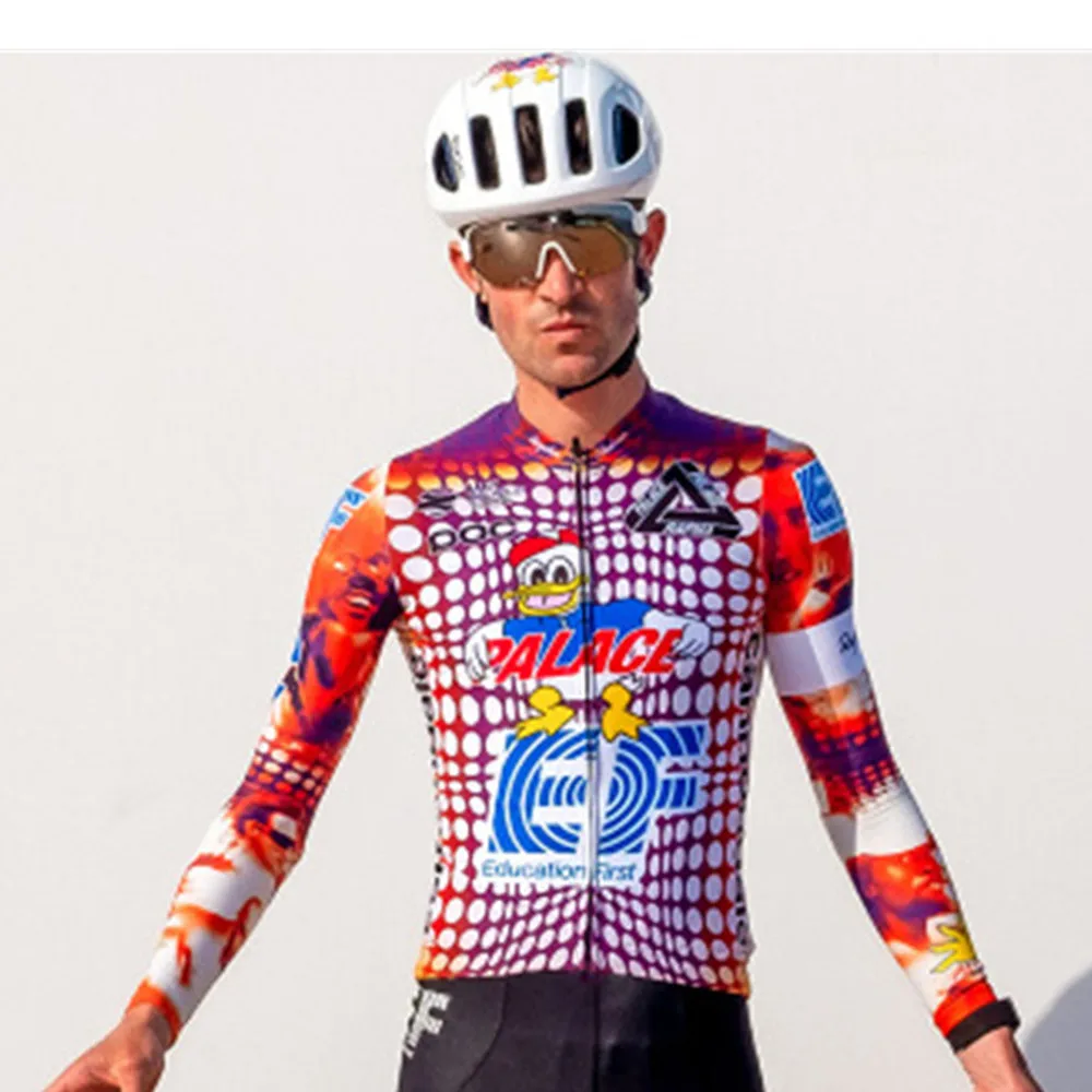 

Футболка велосипедная EF мужская с длинным рукавом, трикотажная рубашка с 3 карманами, трикотажная кофта для команды, весна 2022