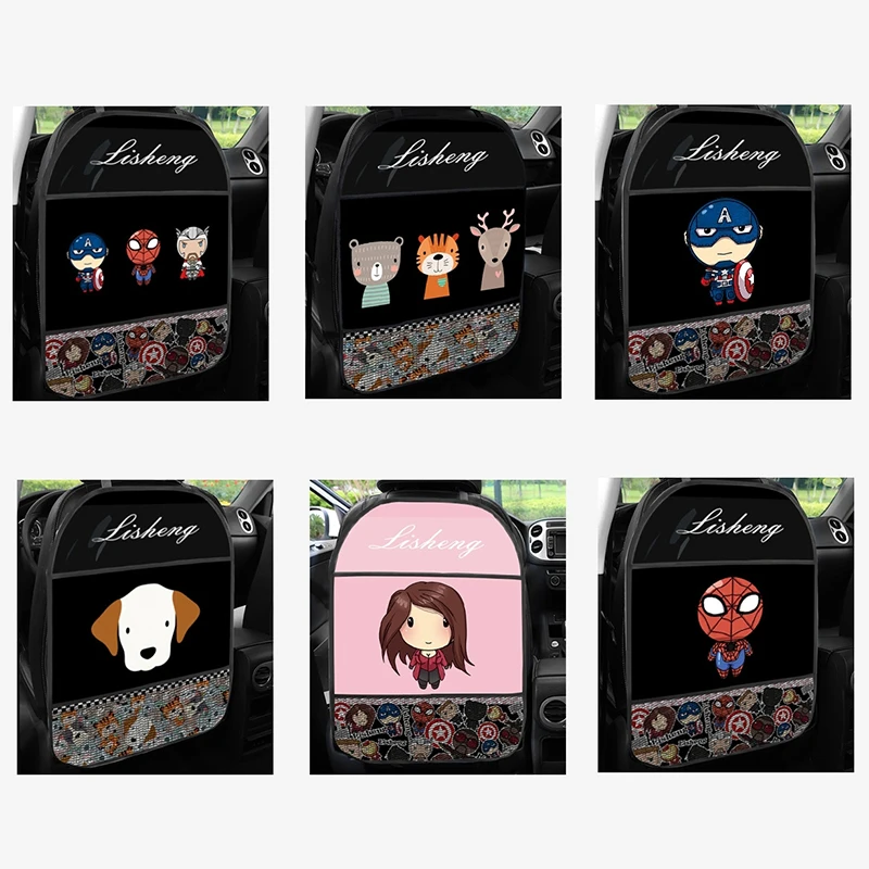 

Cute Super Hero Car Seat Back Cover Protector for Kids Children Baby Anti-kick Mat Multifunction Waterproof Storage Bag 1Pcs