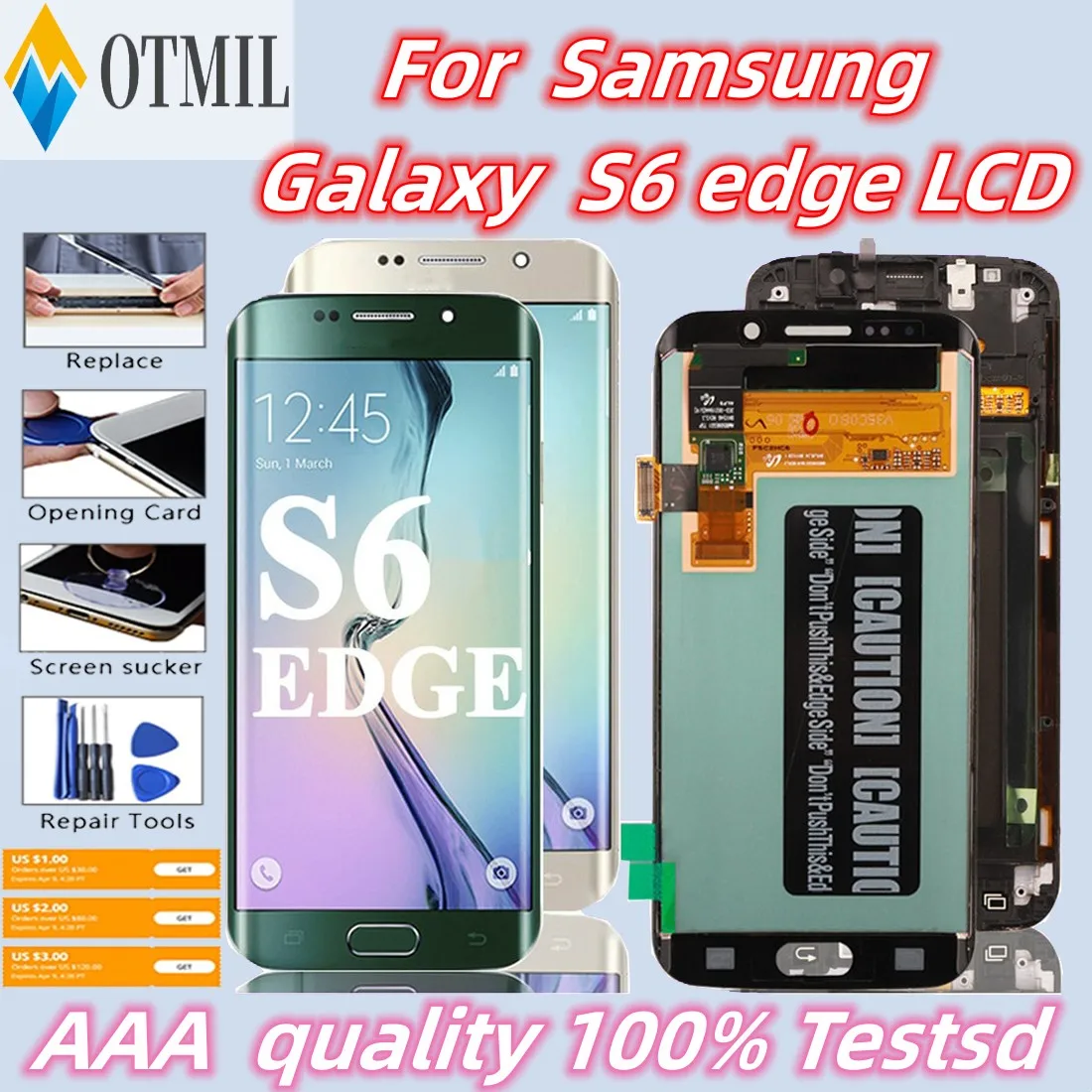 ЖК-дисплей SUPER AMOLED 5,1 дюйма для Samsung Galaxy S6 Edge, ЖК-дисплей G925 G925F, сенсорный экран с дигитайзером в сборе со средним ожогом тени
