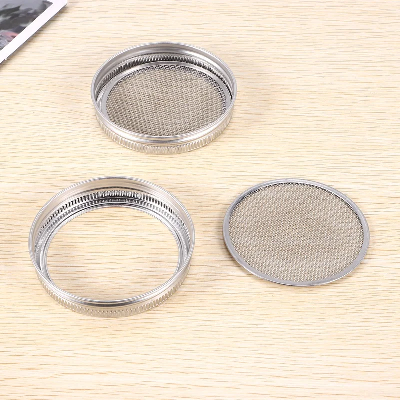 Набор крышек из нержавеющей стали для проращивания в банках Мейсонов с широким горлышком, сетчатый фильтр для консервирования и семян.