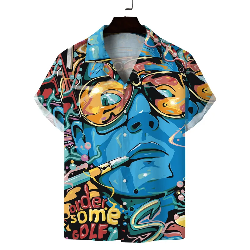 

Summer new 2022 casual personality fashion men's Short Sleeve Shirt 3D printed shirt Large Men's