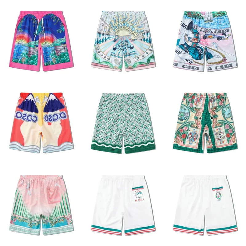 

New Cotton shorts CASABLANCA Shorts Hawaiian Summer Shortpant Men Women High Quality Casual TENNS CLUB Beach Style Breeches