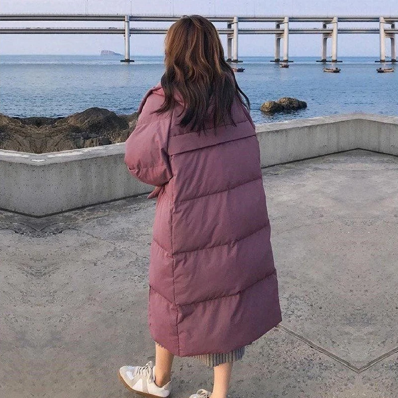 Winter Jacket Women 2022 New Student Korean Fashion Long Padded Loose Thicken Bread Cotton Coats Hooded Famale Clothing Parkas