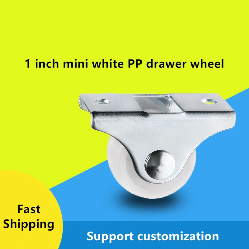 

4 Pcs/Lot 1 Inch Lightweight White PP Drawer Wheel, Small, Plastic Fixed Casters, Guide Rails, Directional Pulleys, Furniture