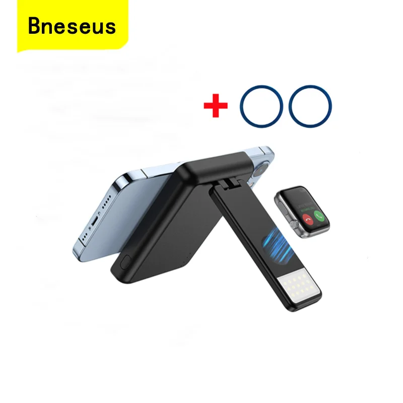 

4-In-1 Magnetic Power Bank Mobile Phone Bracket For iPhone 13 Xiaomi Huawei Samsung Watch 15W Fast Charging Wireless Charger