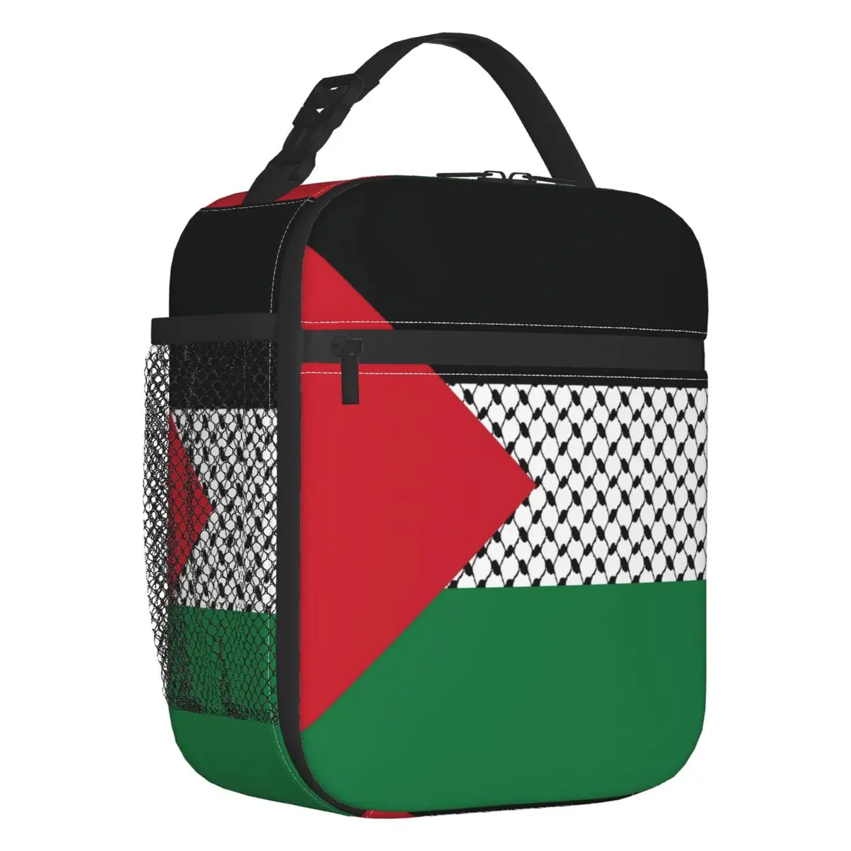 

Palestine Flag Insulated Lunch Bag for Women Palestinian Hatta Kufiya Keffiyeh Thermal Cooler Lunch Tote Kids School Children