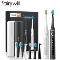 fairywill fw507 electric toothbrush 5 mode usb charge oral clean sonic toothbrush waterproof replacement heads travel case adult