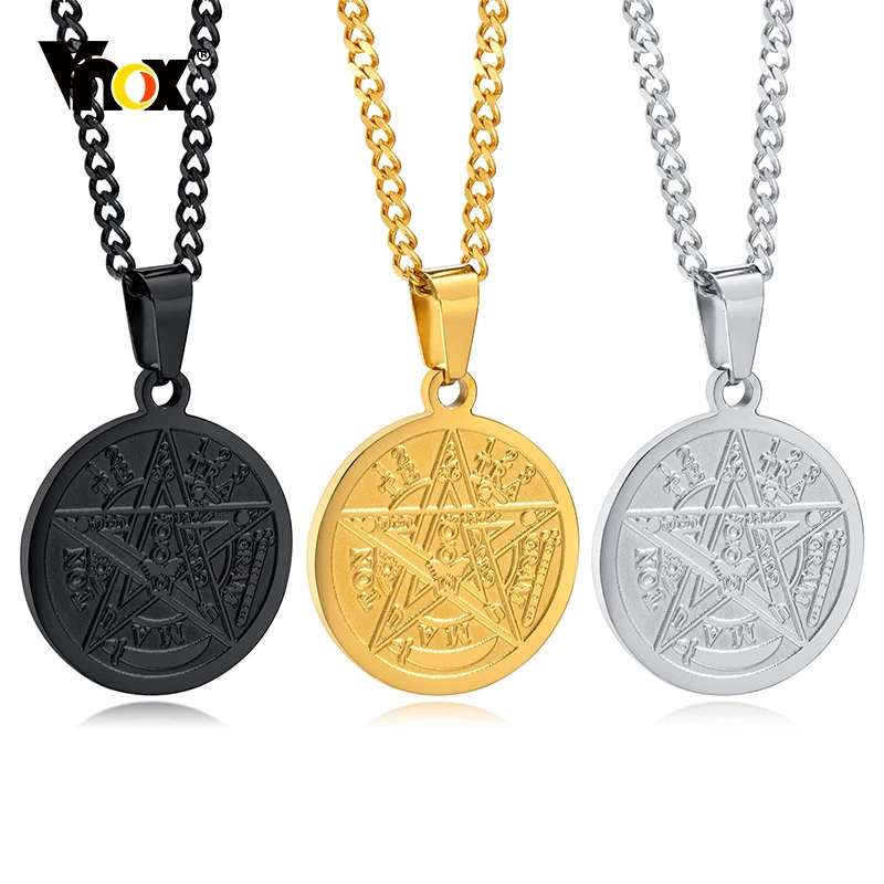 

Vnox Rock Punk Solomon Pentragram Necklaces for Men Women,Stainless Steel Medal Magic Star Occult Amulet Talisman Jewelry