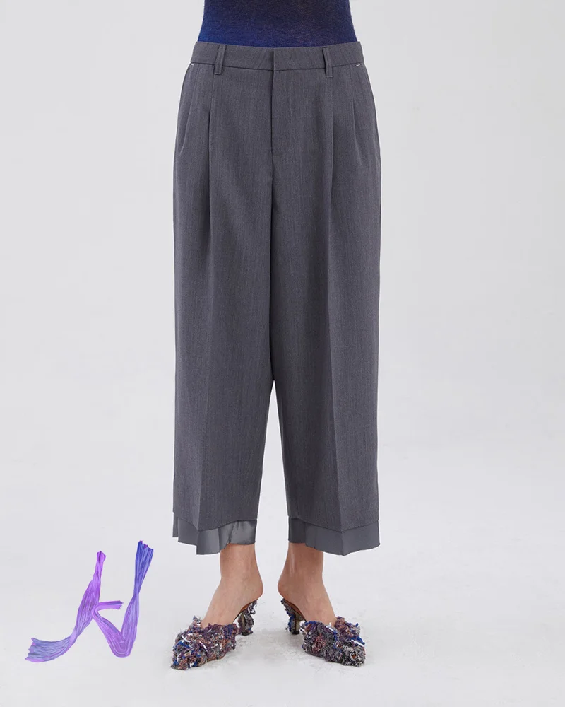 

Adererror Wide Leg Pants Ladies Stitching Casual Trousers Suit Pants Korean Simple Style Adererror Men's Women's Trousers