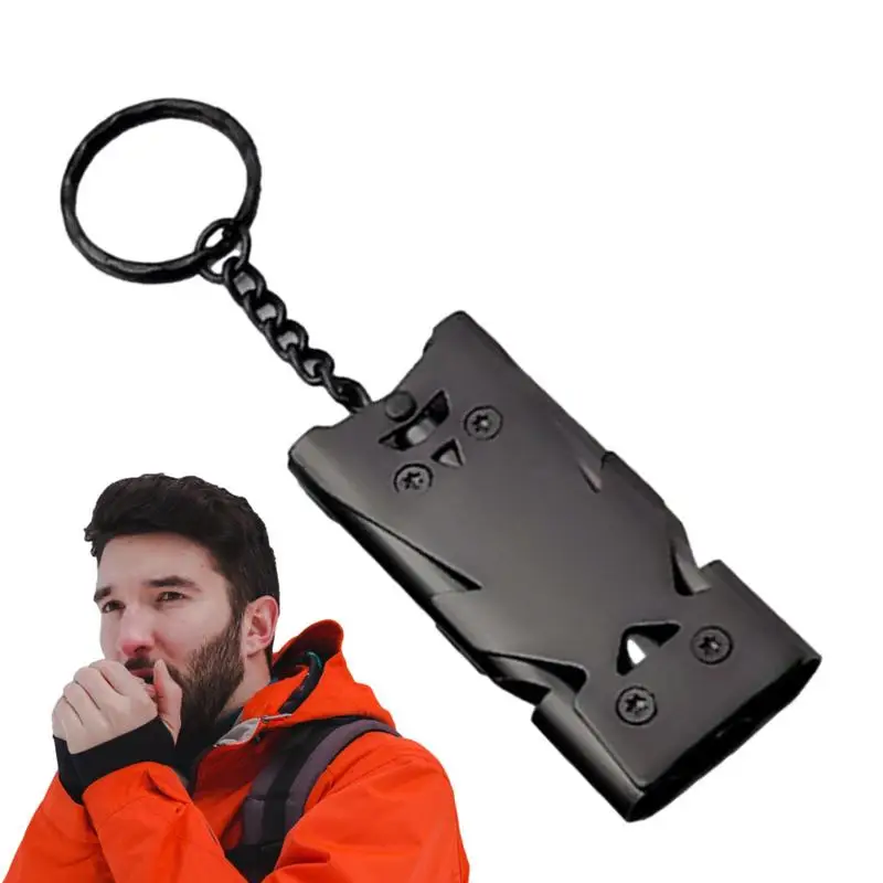 

Safety Whistle 120 Db Outdoor Survival Aluminum Alloy Whistle With Keychain Portable Double Tubes Whistle For Backpack Hiking