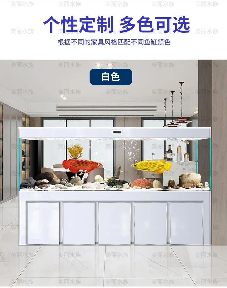 Ультра-белый стеклянный аквариум для гостиной большой от пола до потолка