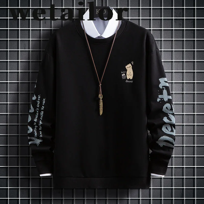 

Весна 2023, новинка, модная мужская толстовка с вышивкой и круглым вырезом, пуловер с длинным рукавом, повседневный топ с принтом, одежда, спор...
