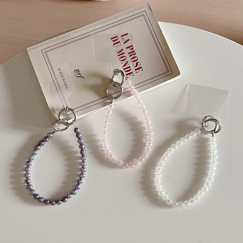 Длинный ремешок для телефона с трещинами и вышивкой из бисера