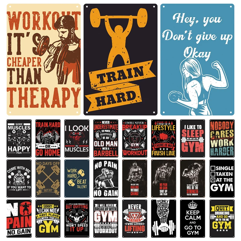Металлический жестяной ретро-плакат для тренажерного зала, фитнеса, Забавный винтажный Железный плакат, Мотивационная цитата для упражнений, домашний бар, паб, гараж, мужская пещера, Декор, подарки