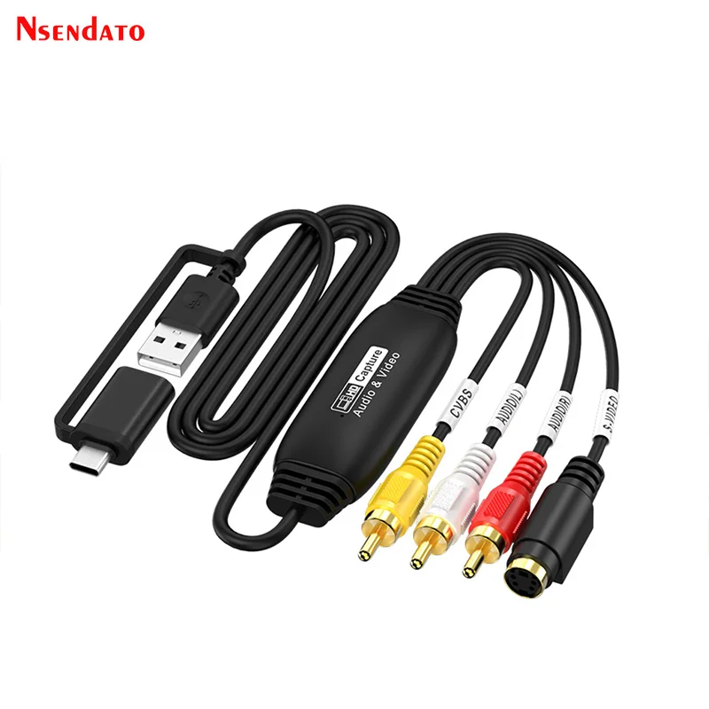 Фото Адаптер для захвата видео и аудио RCA AV в USB-C, видеорекордер для DVD, камер, VHS-плееров №1