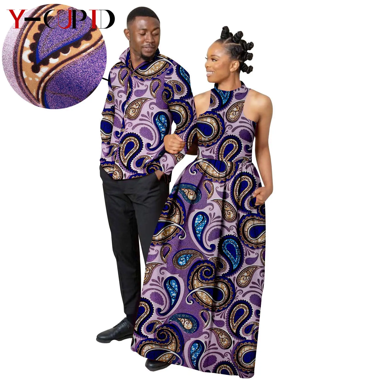 Длинные платья с Африканским металлическим принтом для женщин парные подходящие