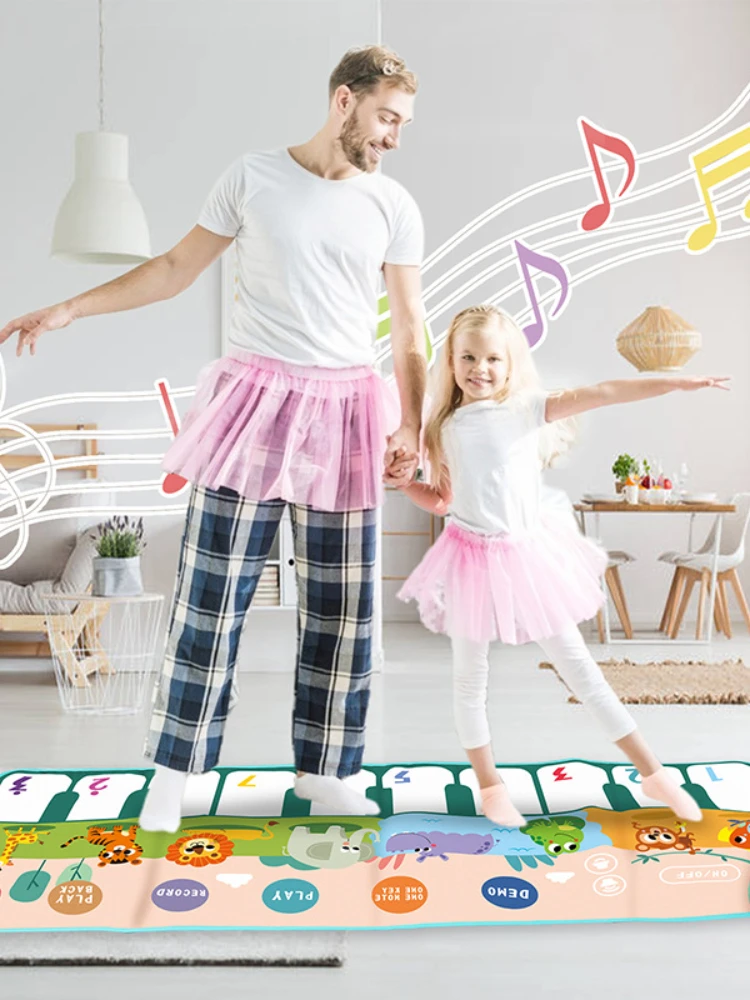 

110x36cm Baby Music Toy with Cartoon Animal Voice Keyboard Play Mat Carpet Children Kids Gift Toys Musical Instruments