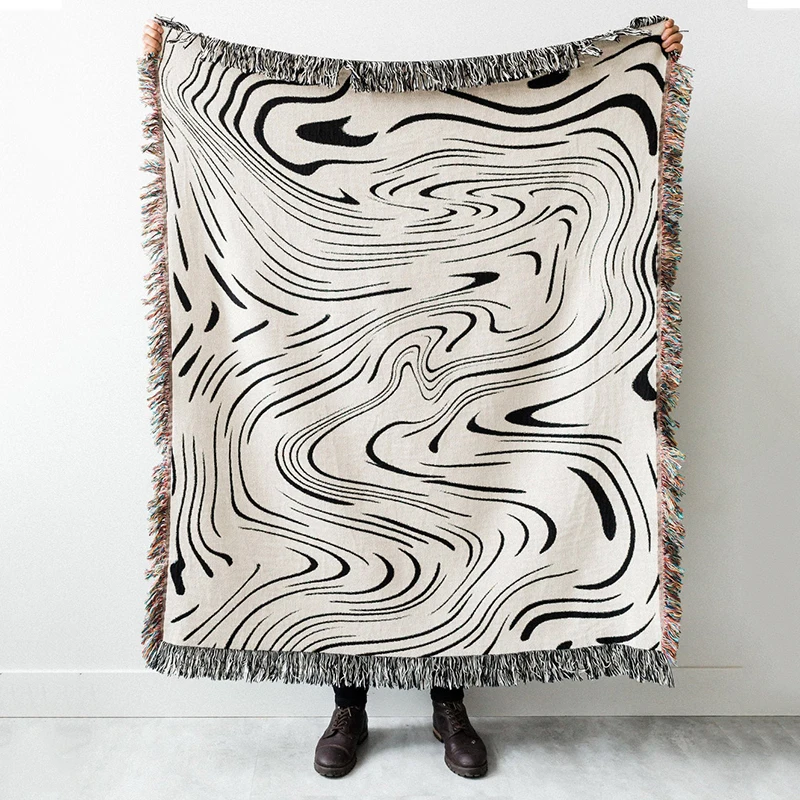 

Wave Printed Throw Blanket Outdoor Camping Blanket Casual Soft Towel Blanket Couch Sofa Cover Floor Carpet Home Decor Tapestry