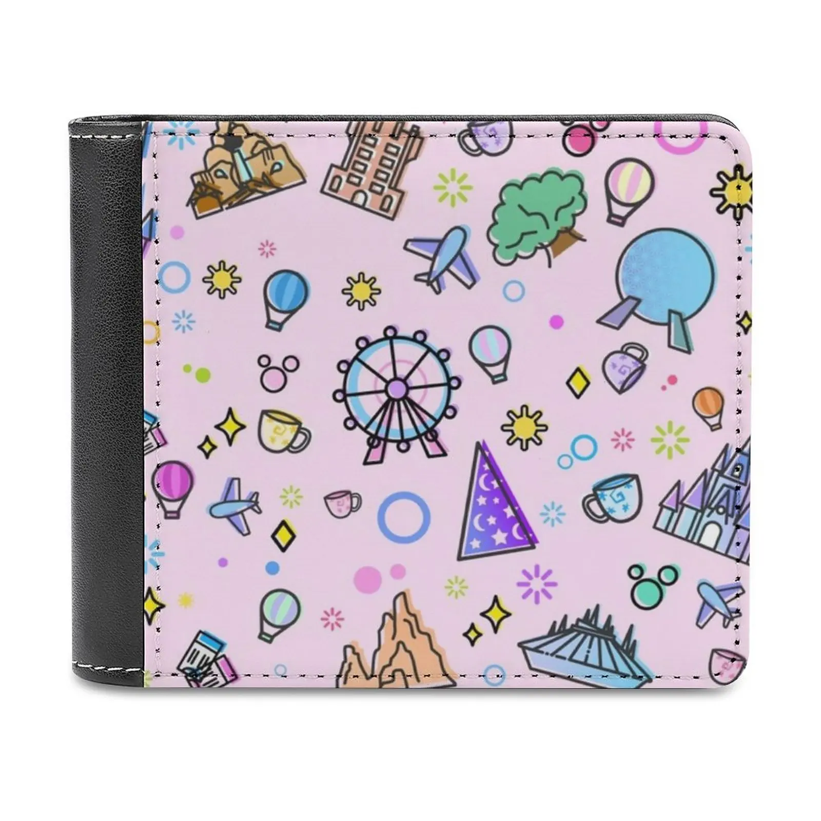 

Meet Me At My Happy Place Pink Pattern. Happiest Place On Earth Men Wallet Pu Leather Short Male Purses Credit Card Wallet For