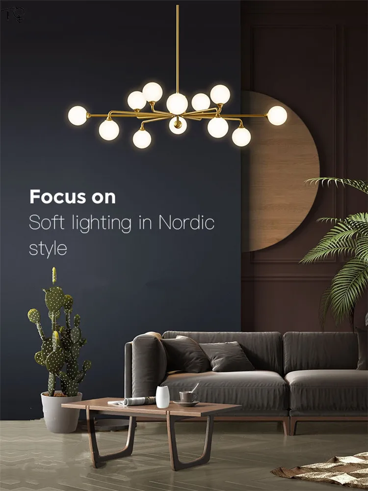 

Скандинавская современная простая медная люстра, современный золотой светильник с индивидуальной подвеской для гостиной, столовая коридор