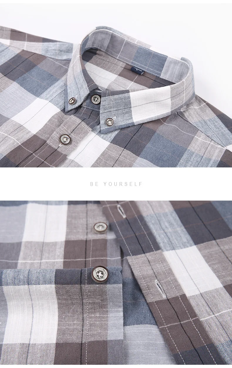 Simple Classic Plaid Men Shirt Long Sleeve Slim Fit Cotton New Arrival Fashion 100% Cotton Plaid Young Men Casual Shirts S-4XL