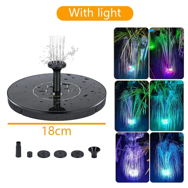 Floating Solar Fountain Garden Waterfall Pool Pond Bird Bath Panel Powered Water Pump Decoration |