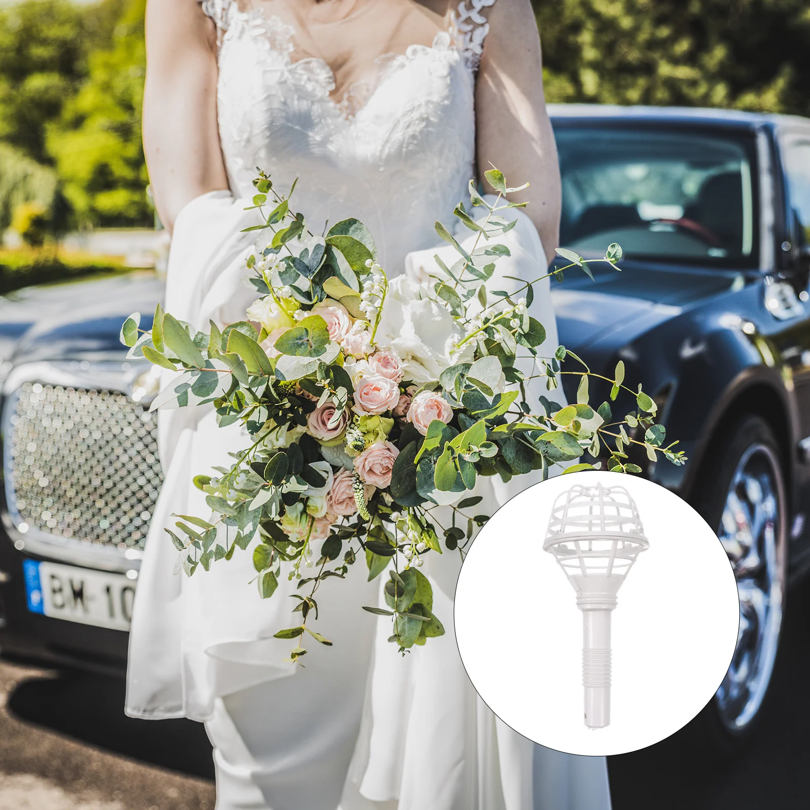 

10 Pcs Empty Receptacle Brides Bouquets Wedding Holding Flower Holder Handle Tile DIY Plastic Tied Mother