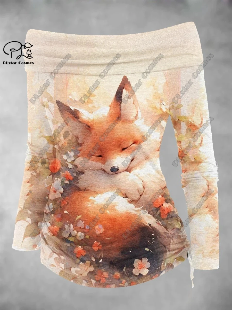 

Женская футболка с открытыми плечами, принтом животных и открытыми плечами