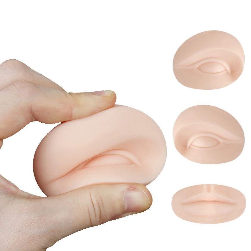 

2 Eyes + 1 Lips Set Permanent Makeup Skin Replacement Soft Silicone Practice Skin Tattoo Makeup Set 3D Training Mannequin Moulds