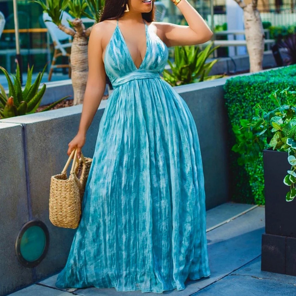 

Платье-Макси женское с лямкой на шее и открытой спиной