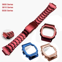men watches accessories 316l steel watch band case for g shock dw56005610 gw5600e dwgw5000 dw5035 bezel strap with tools