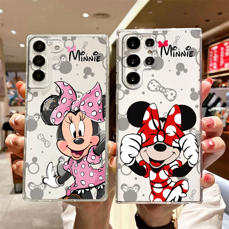 

Disney Minnie Mouse Transparent Phone Case For Samsung S23 S22 S21 S20 FE Ultra Pro Lite S10 S10E S9 S8 Plus 5G