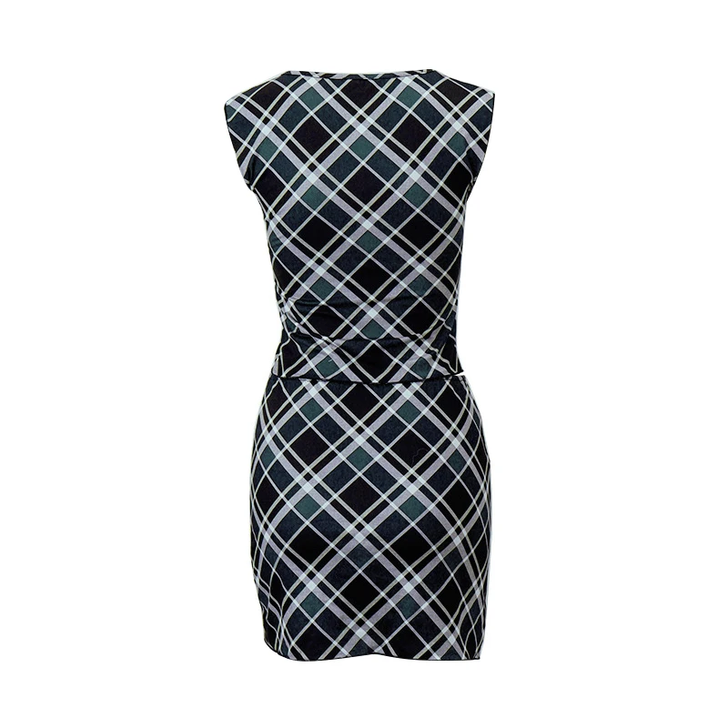 Женская винтажная клетчатая футболка и мини-юбка в стиле ретро