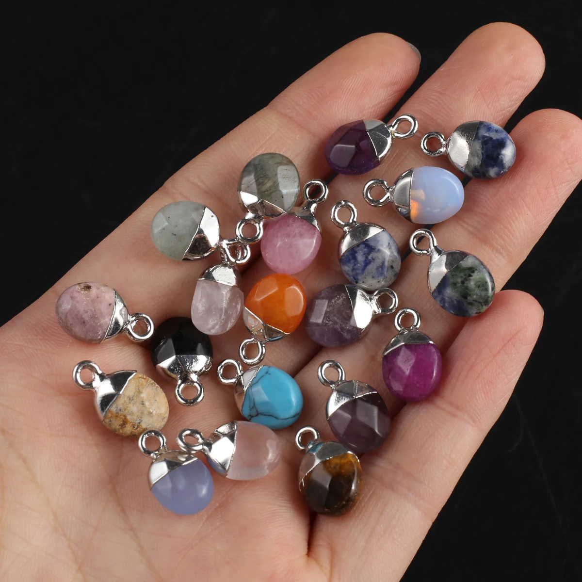 

20PCS Wholesale Randomly Mixed Natural Amethysts Opal Small Pendant 14x8x5mm Jewelry Making DIY Necklace Earrings Accessories