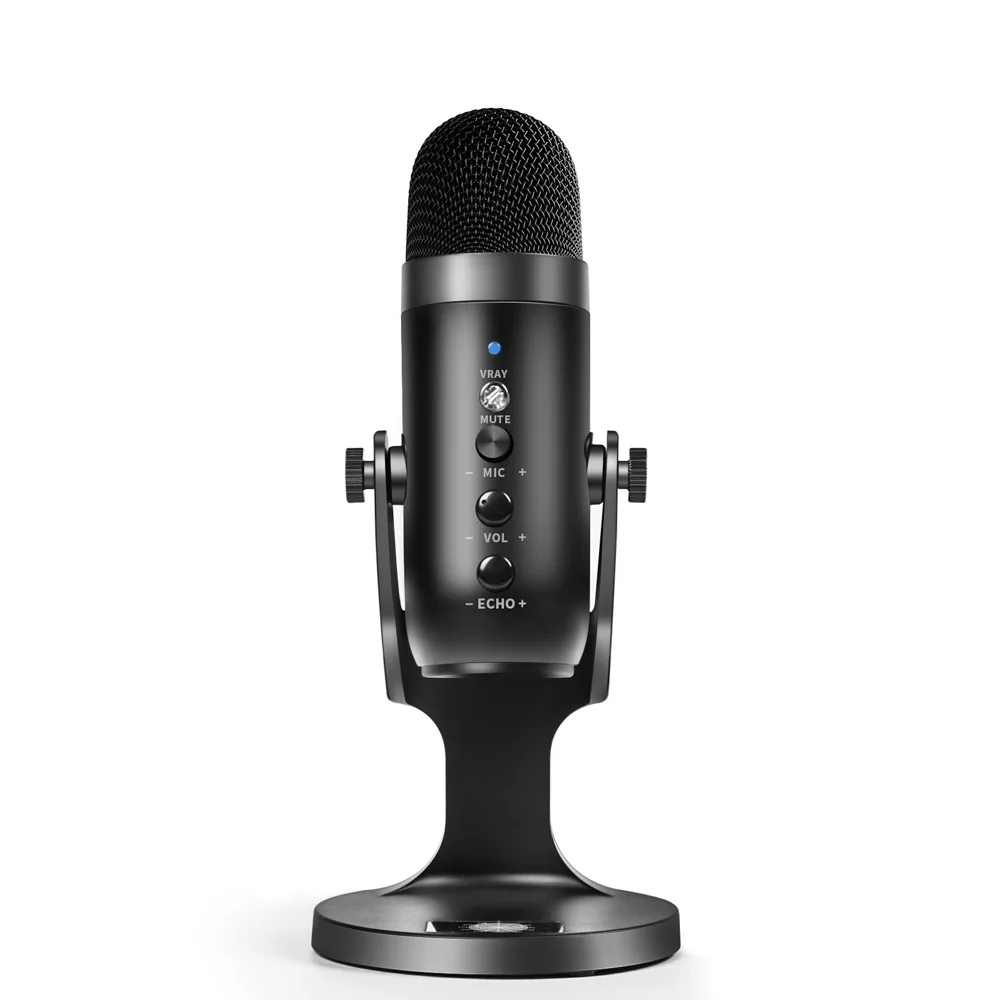 

USB Condenser Metal Microphone RGB Light Professional Recording Streaming Desktop Podcast Microphone For PC Computer Laptop