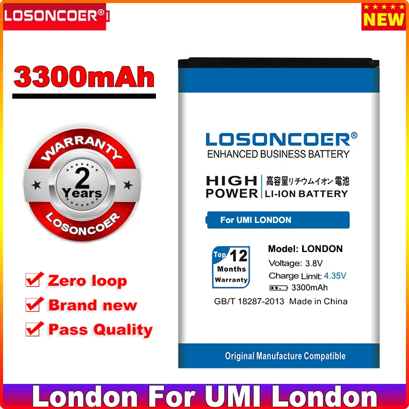 

LOSONCOER 3300mAh LONDON For UMI LONDON Mobile Phone Battery+Quick Arrive