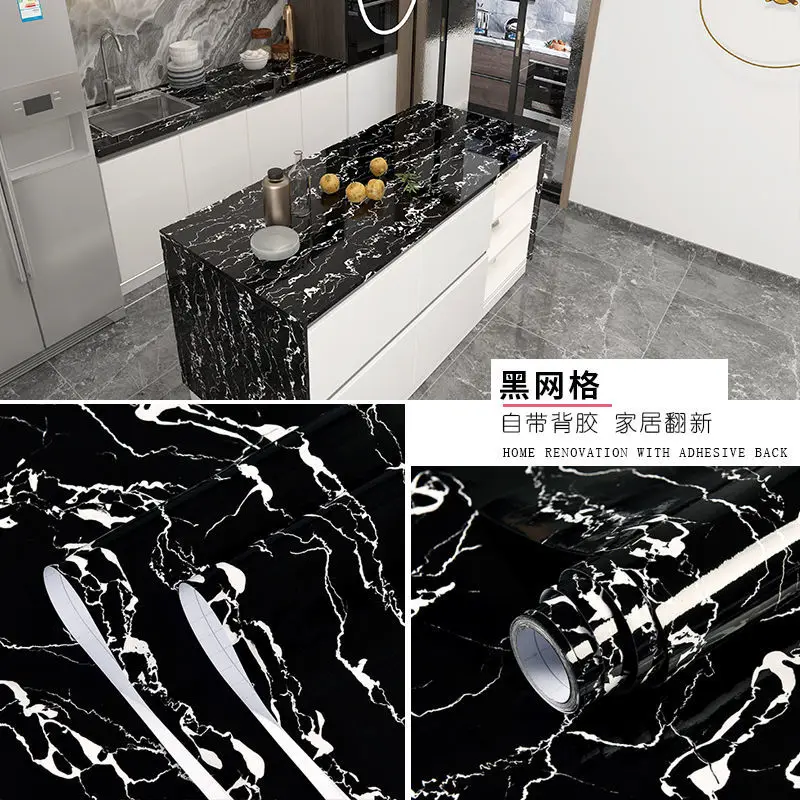 

Vinyl Marble Self Adhesive Wallpaper Waterproof Oil-proof Kitchen Home Decor Sticker Cabinets Countertop Wall Sticker Renovation