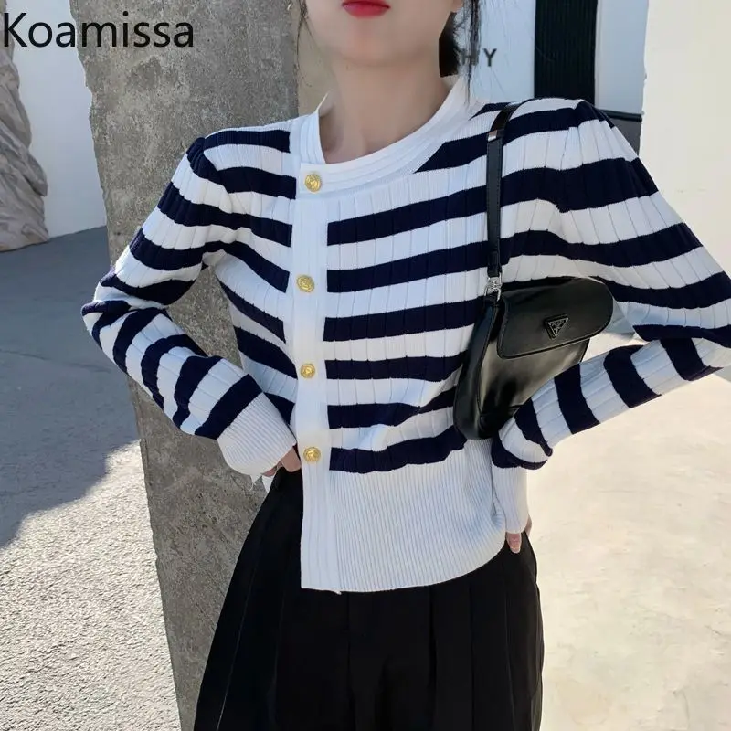 

Koamissa Irregular Women Cardigan Lady Long Sleeves Single Breasted Spring Autumn Sweaters Causal Loose Chic Korean Knitted Tops