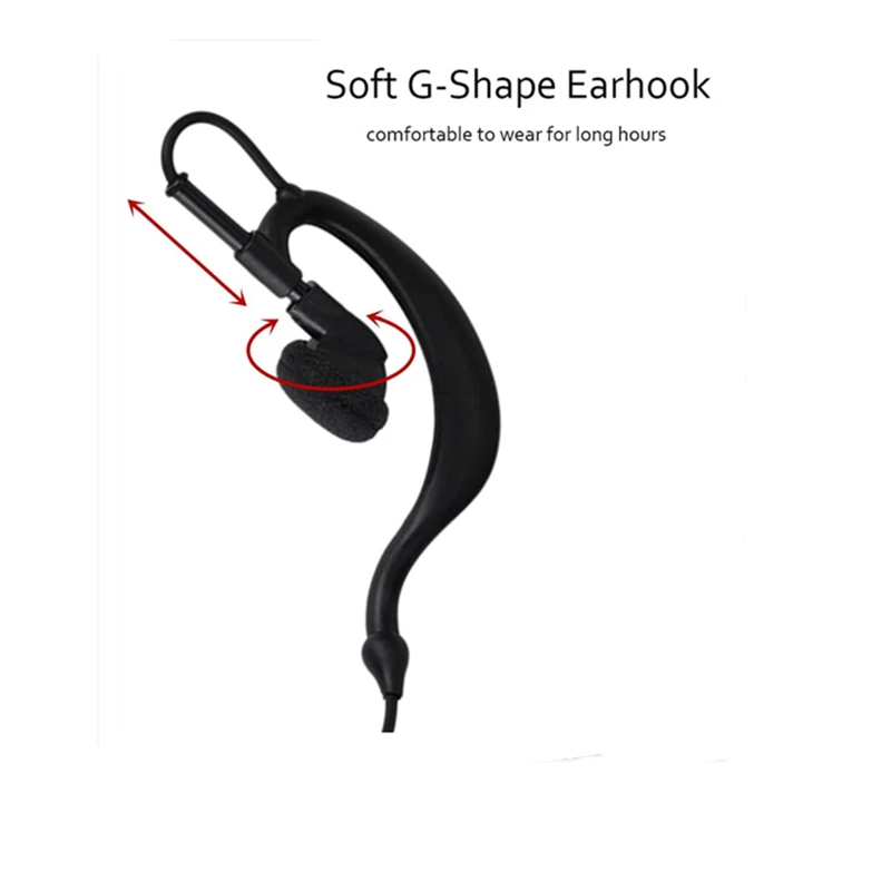 2 pack 3.5mm Police Listen Only G Shape Soft Ear Hook Earpiece for Two-Way Radios,Transceivers and Radio Speaker Mics Jacks