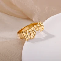 gothic punk king queen rings for women stainless steel mom dad letter finger ring 2022 vintage jewelry gift anillos mujer